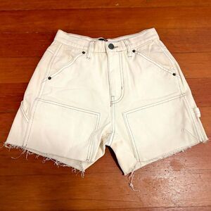 BDG Women's White High Rise Carpenter Cutoff Shorts